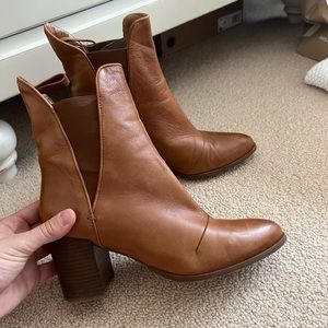 Brown leather boots